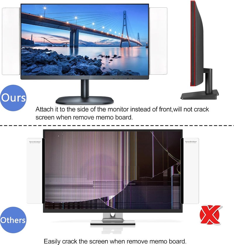 Yocoolfun 2 Pack Computer Monitor Memo Board for No Edge Monitors,Monitor Sticky Note Holder,Office Desk Decor for Women Man,Home Office Desk Computer Accessories - Image 2